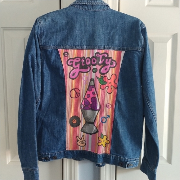 american rhino Jackets & Blazers - American Rhino Groovy Lava Lamp Denim Jacket S